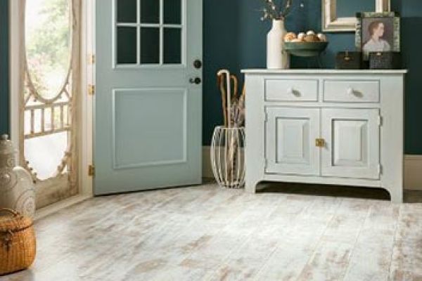 white rubbed paint laminate floor